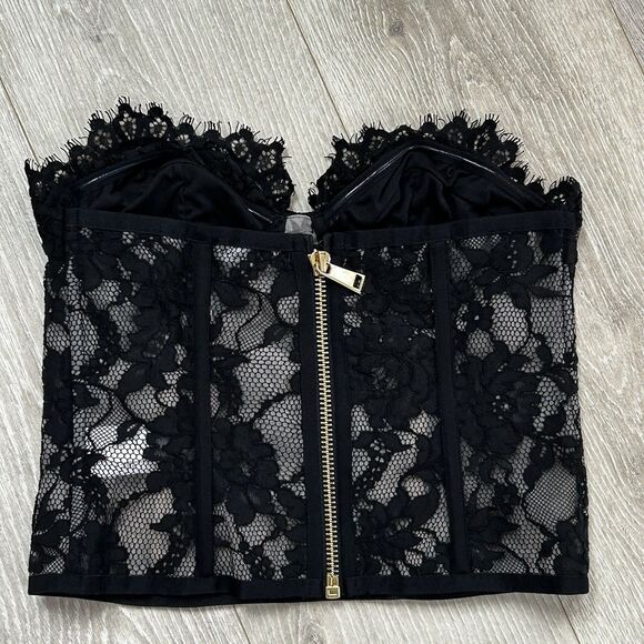 Express Corset Top Size 2 Black Lace Floral Fairygoth Whimsigoth Vamp Renfair - Picture 5 of 8